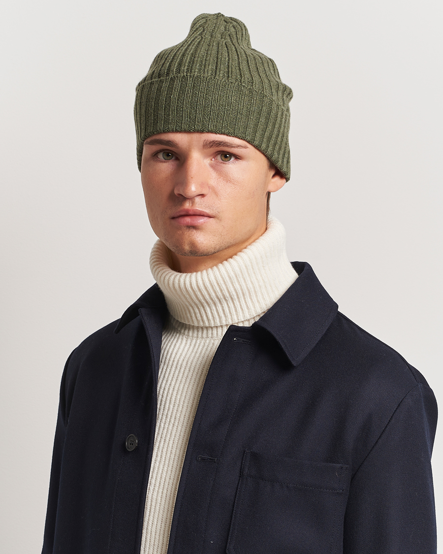 Homme |  | Piacenza Cashmere | Ribbed Cashmere Beanie Olive