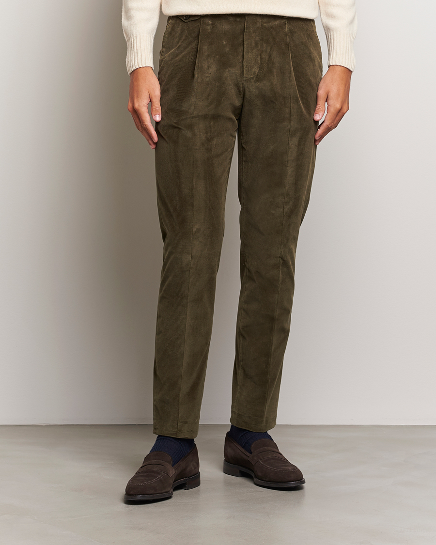 Homme |  | PT01 | Slim Fit Corduroy Trousers Dark Green