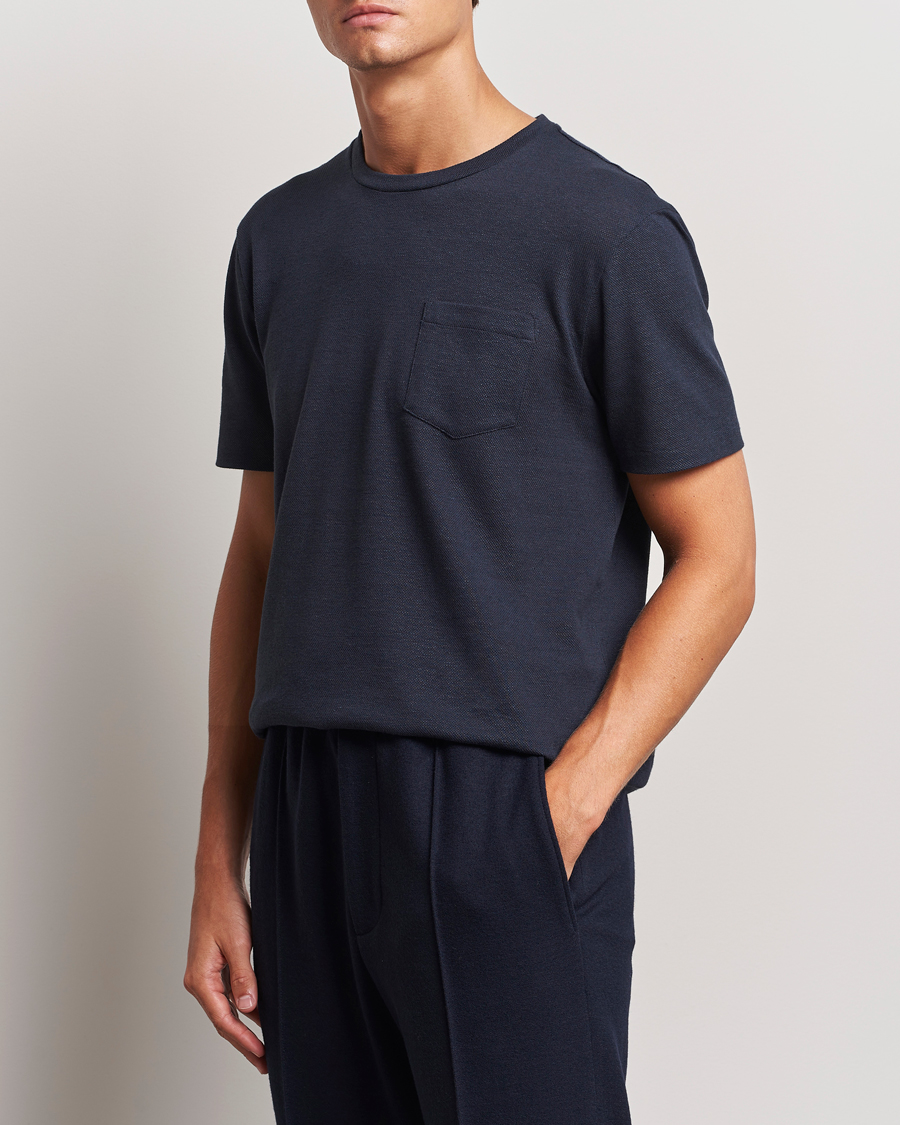 Homme |  | Ralph Lauren Purple Label | Knitted Pocket T-Shirt Navy