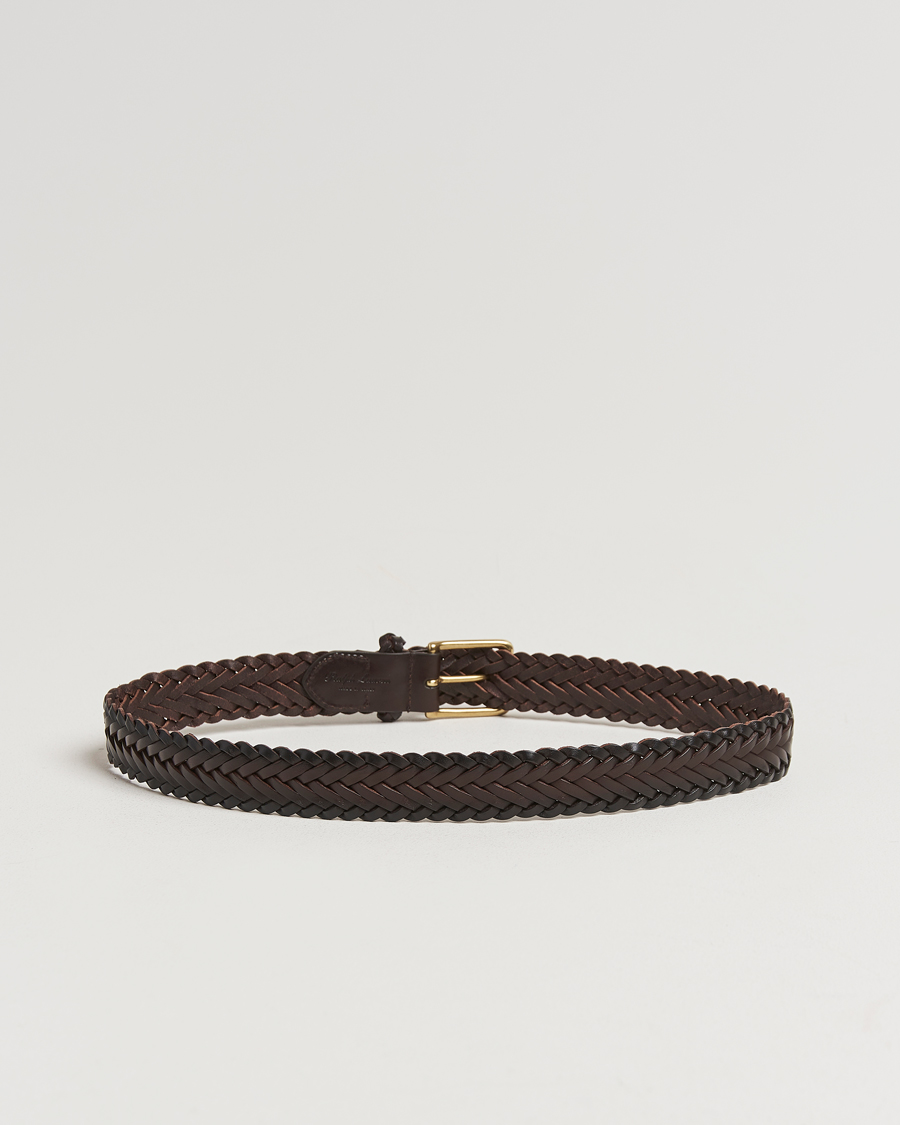 Homme |  | Ralph Lauren Purple Label | Braided Leather Belt Dark Brown Calf