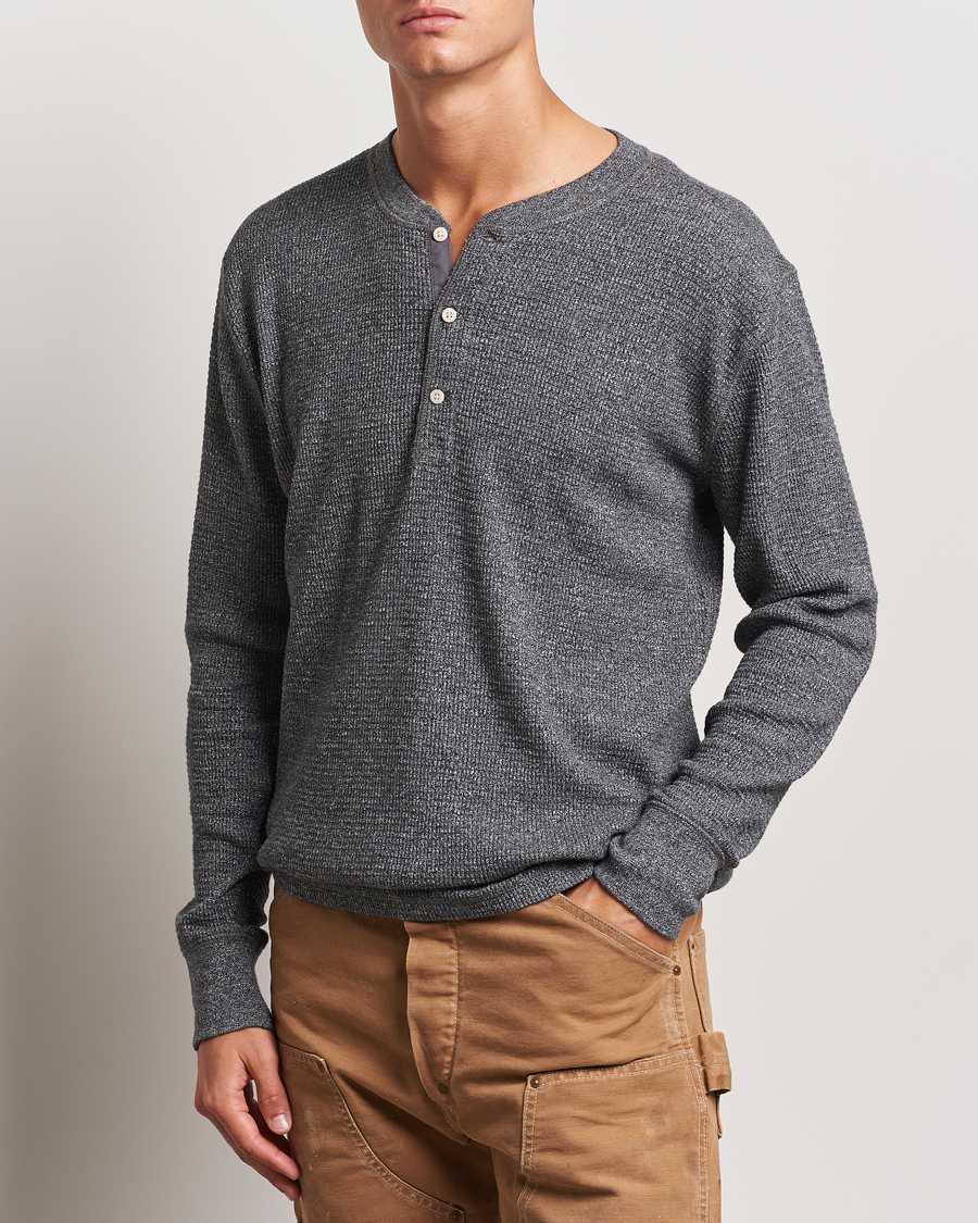 Homme |  | RRL | Long Sleeve Henley Charcoal Heather