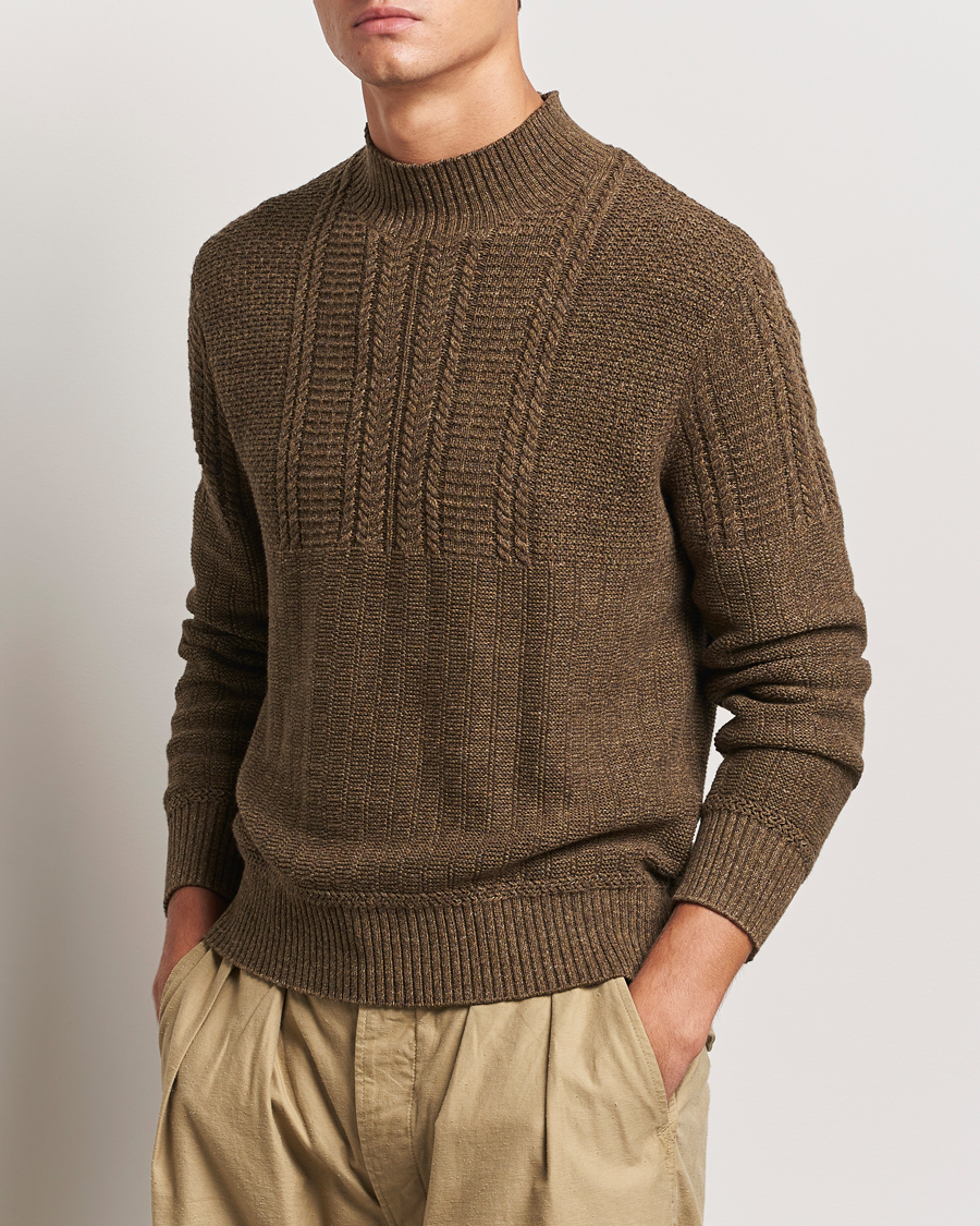 Homme |  | RRL | Mock Neck Pullover Olive Heather