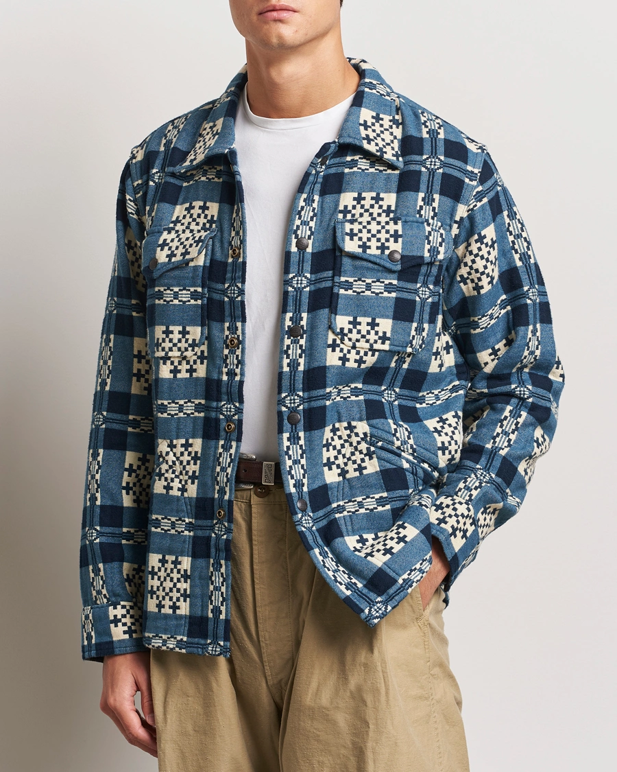 Homme |  | RRL | Brown Bear Plaid Shirt Cream/Navy