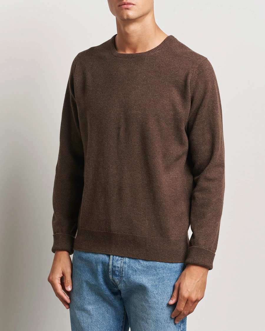 Homme | Pulls À Col Rond | William Lockie | Rob Lambswool Crewneck Mocha