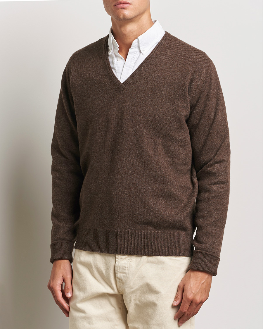 Homme | Vêtements | William Lockie | Rob Lambswool V-Neck Mocha