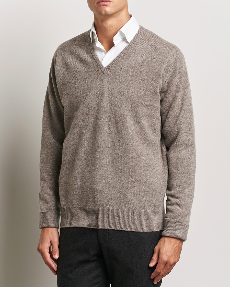 Homme | Pulls À Col En V | William Lockie | Rob Lambswool V-Neck Vole