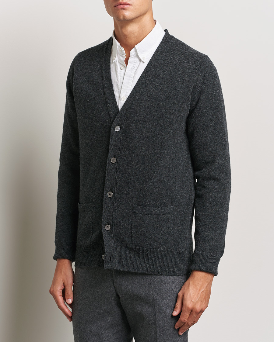 Homme | Pulls Et Tricots | William Lockie | Rob Lambswool Cardigan Charcoal