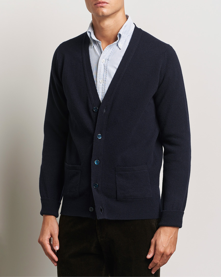 Homme | Pulls Et Tricots | William Lockie | Rob Lambswool Cardigan Navy