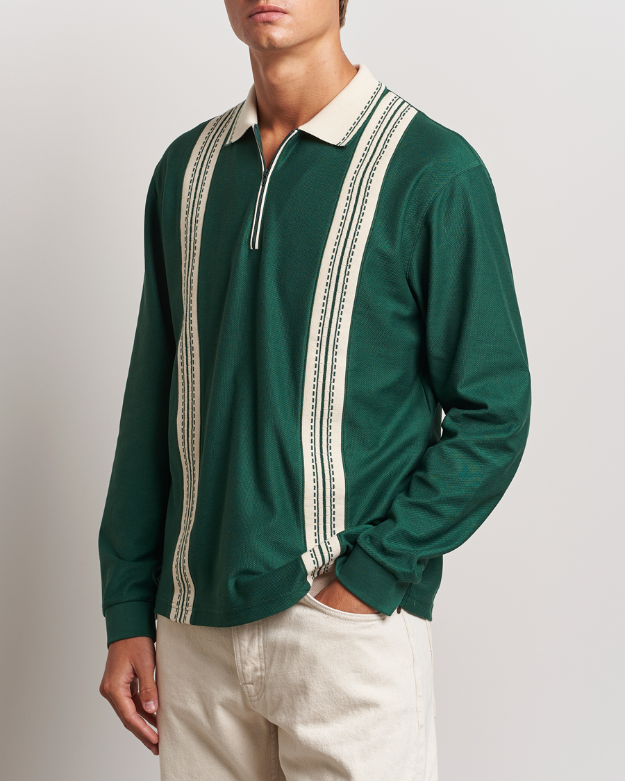 Homme |  | Palmes | Rio Long Sleeve Zip Polo Dark Green