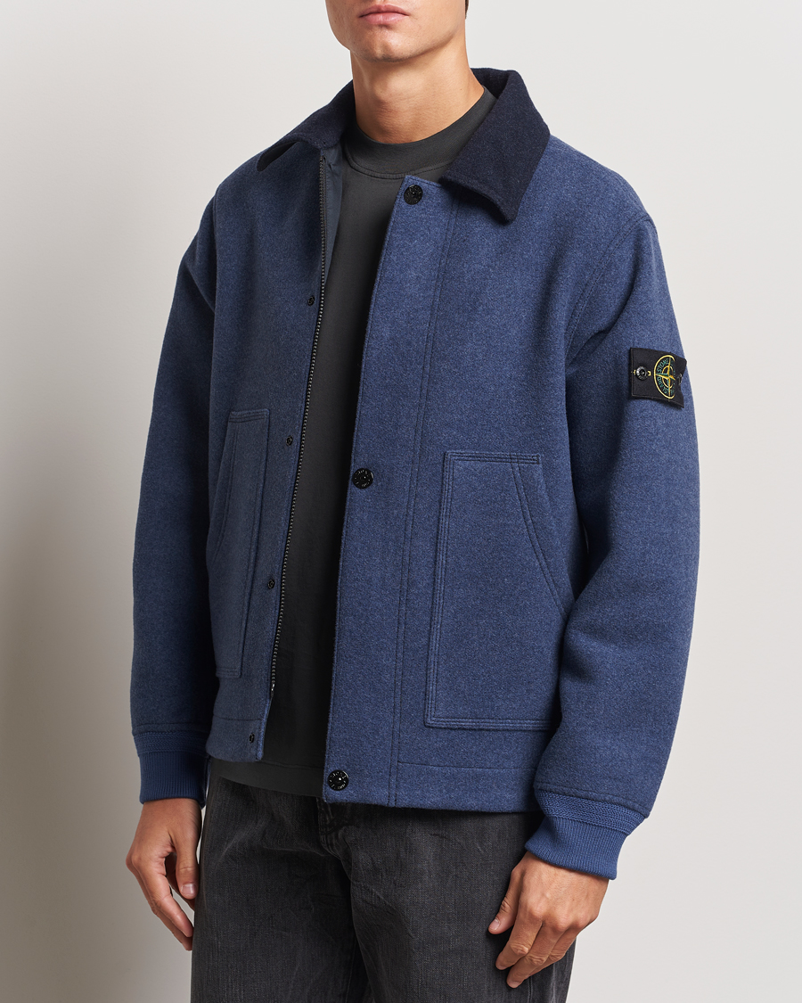 Homme |  | Stone Island | Panno Speciale Wool Nylon Jacket Royal Blue