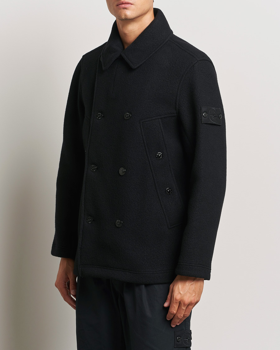 Homme | Vestes Contemporaines | Stone Island | Ghost Wool/Cashmere Peacoat Black