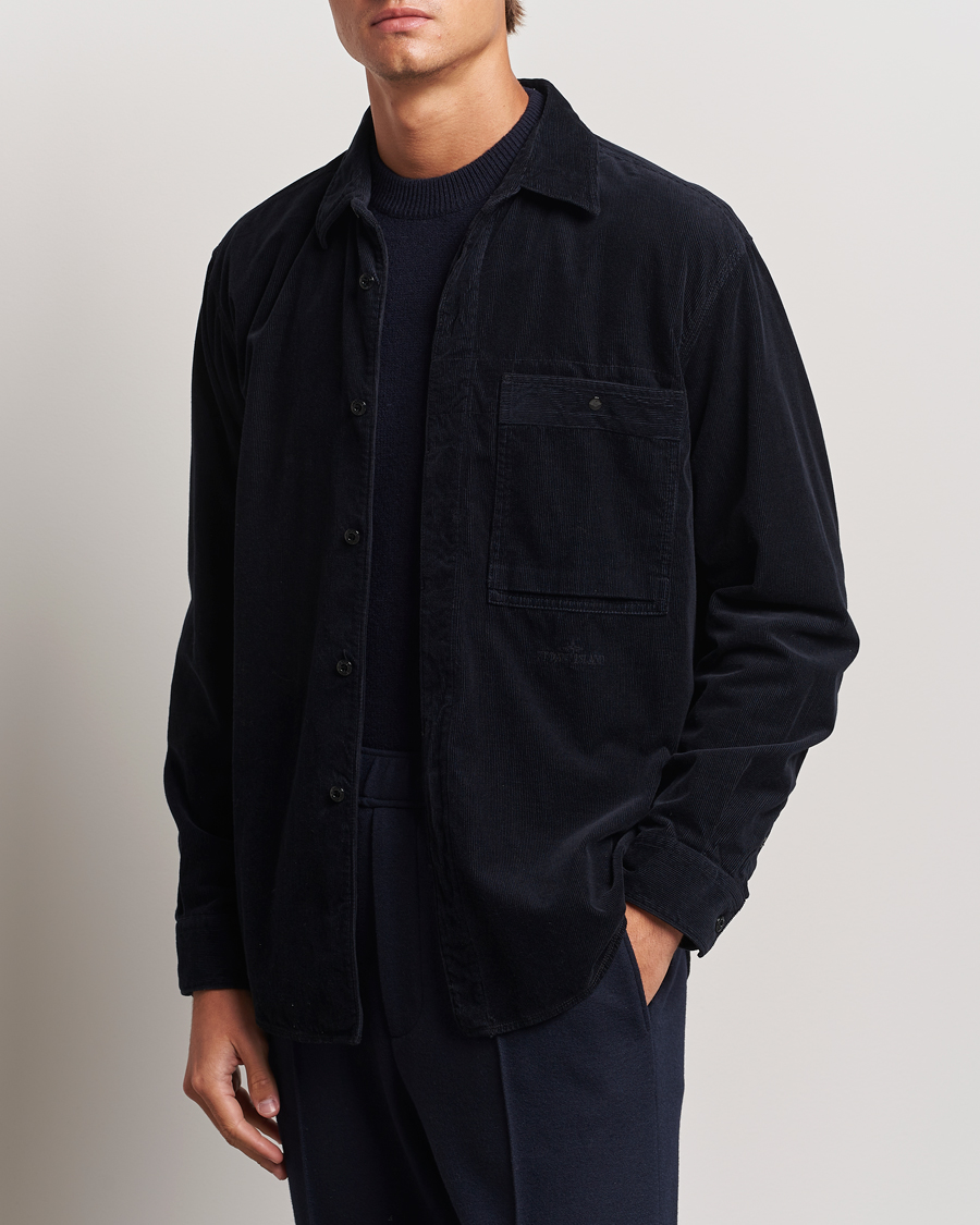 Homme | Chemises | Stone Island | Cotton Cord Overshirt Navy Blue