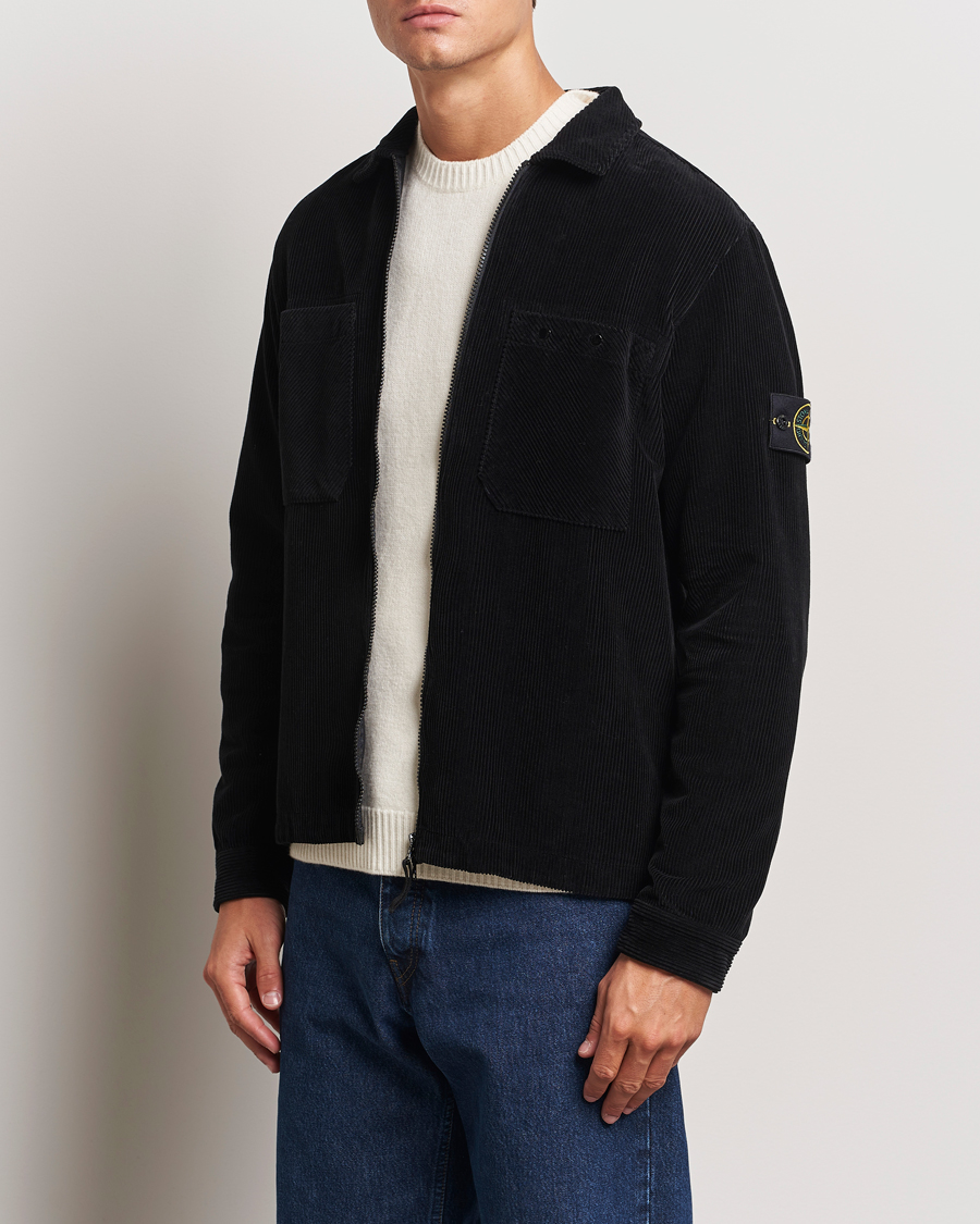 Homme | Vestes De Printemps | Stone Island | Garment Dyed Corduroy Overshirt Black