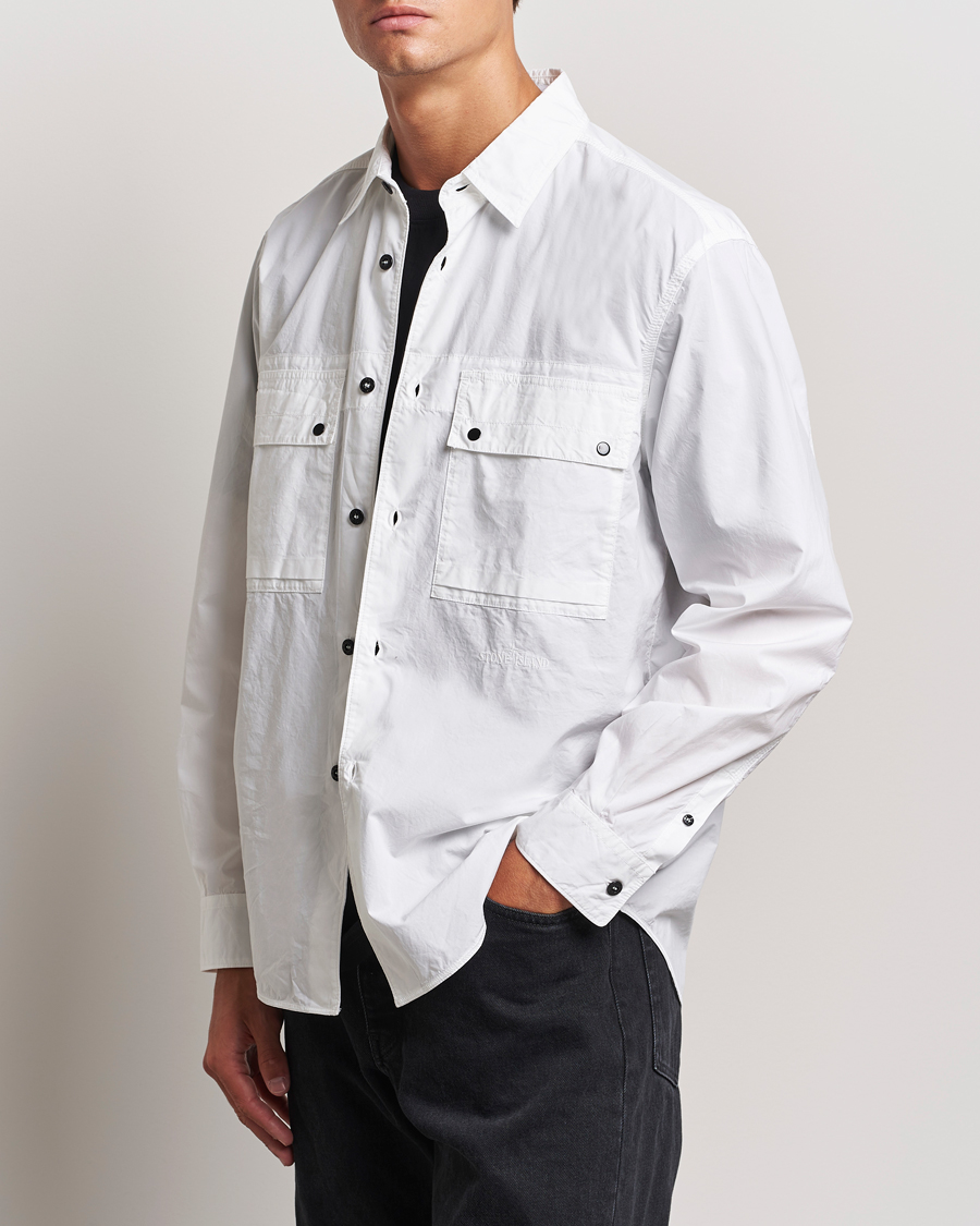 Homme |  | Stone Island | Garment Dyed Cotton Canvas Overshirt White