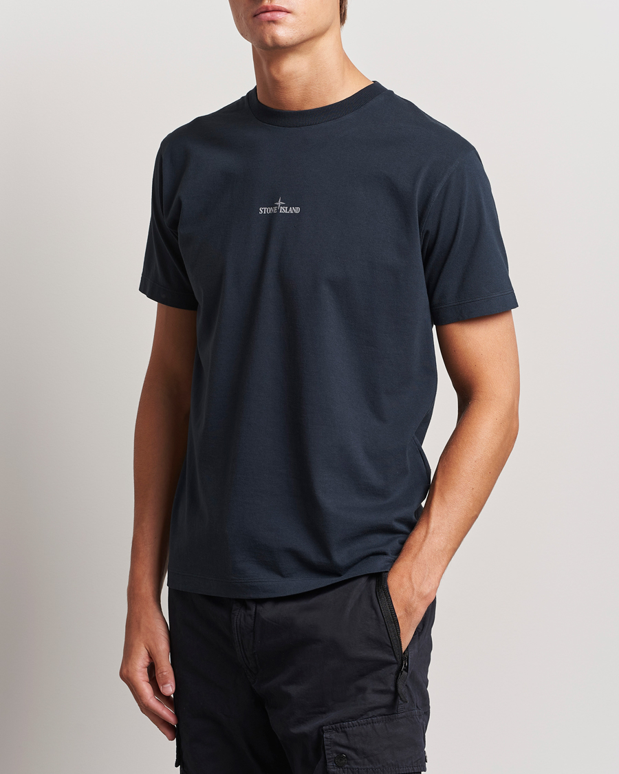 Homme |  | Stone Island | Garment Dyed Jersey Logo T-Shirt Navy Blue