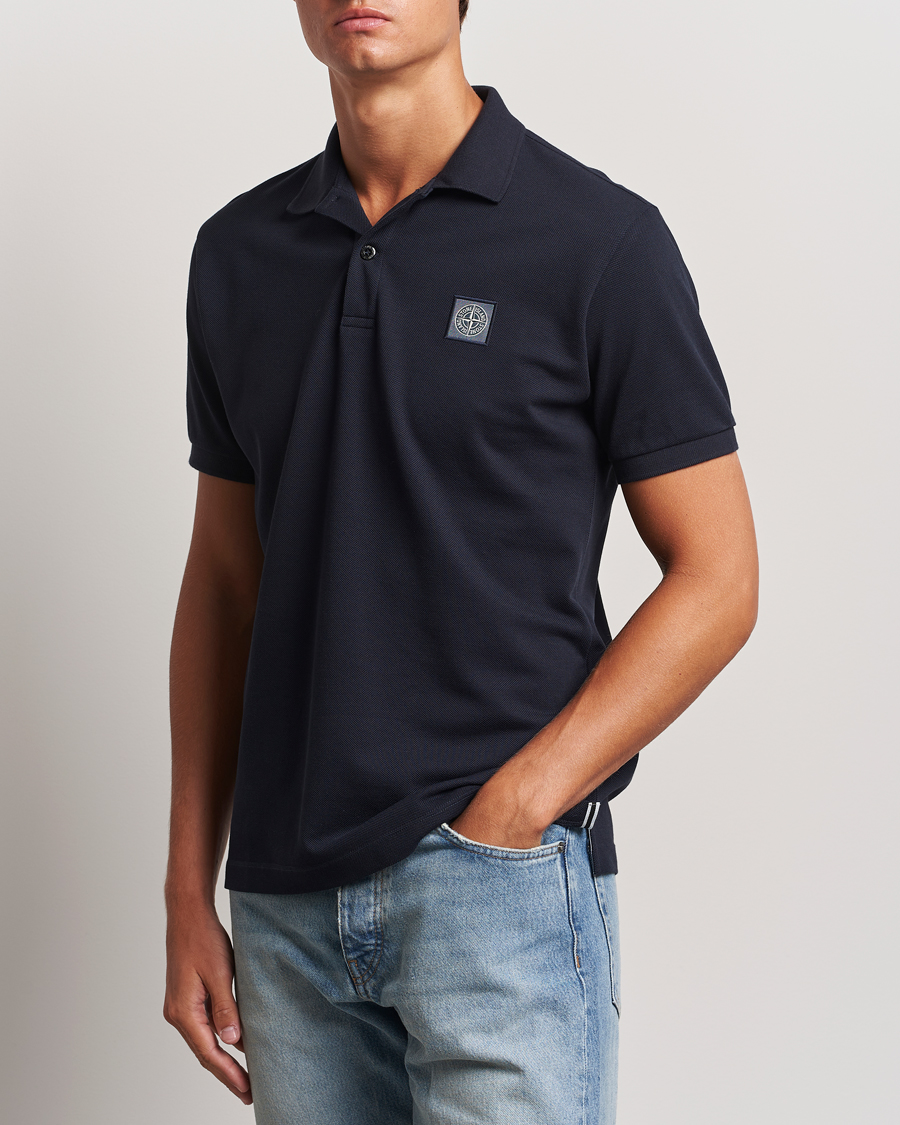 Homme | Luxury Brands | Stone Island | Cotton Pique Polo Navy Blue