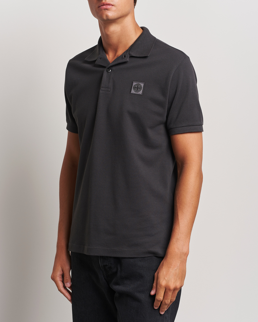 Homme | Luxury Brands | Stone Island | Cotton Pique Polo Lead Grey