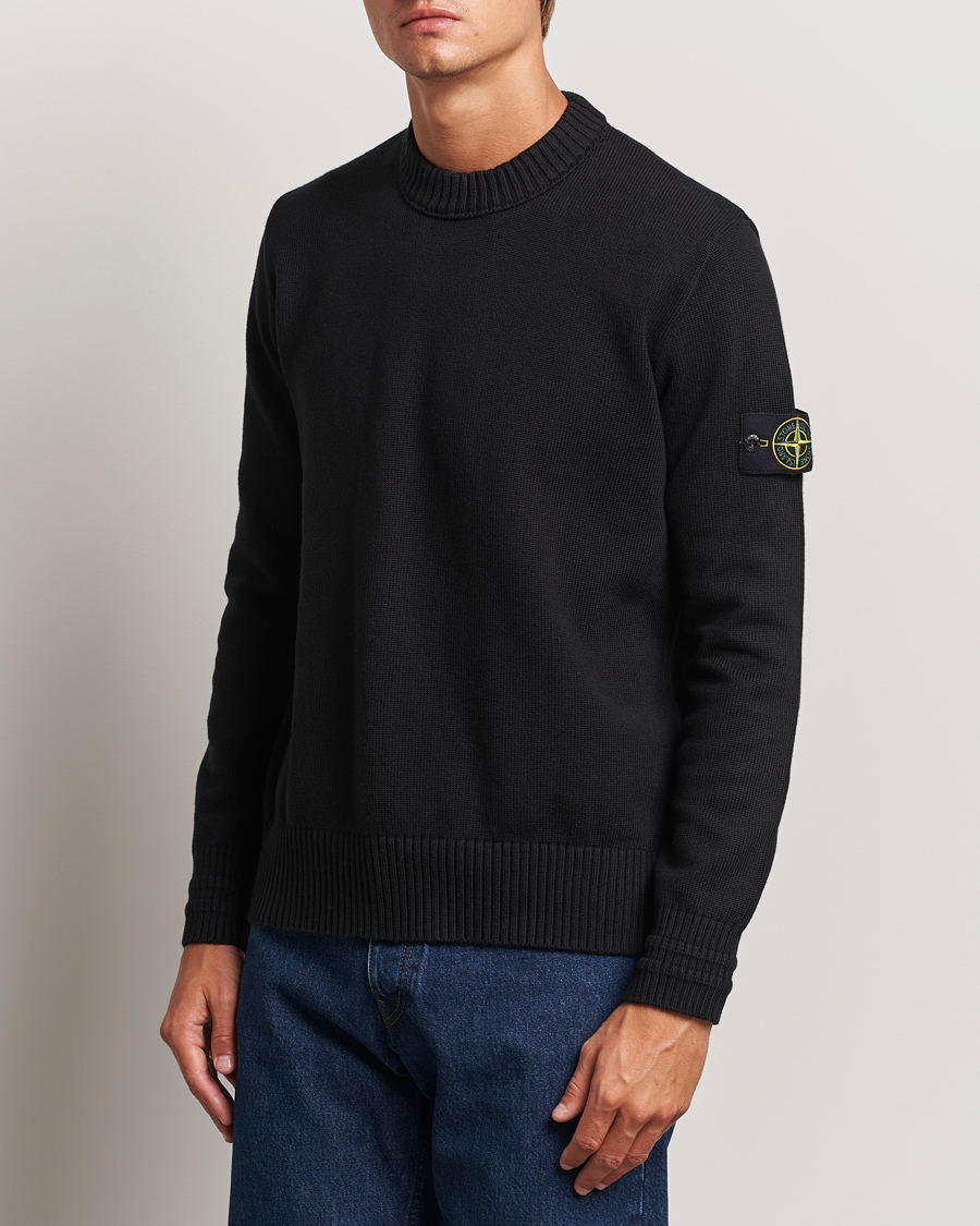 Homme | Pulls Tricotés | Stone Island | Winter Cotton Knitted Crew Neck Black