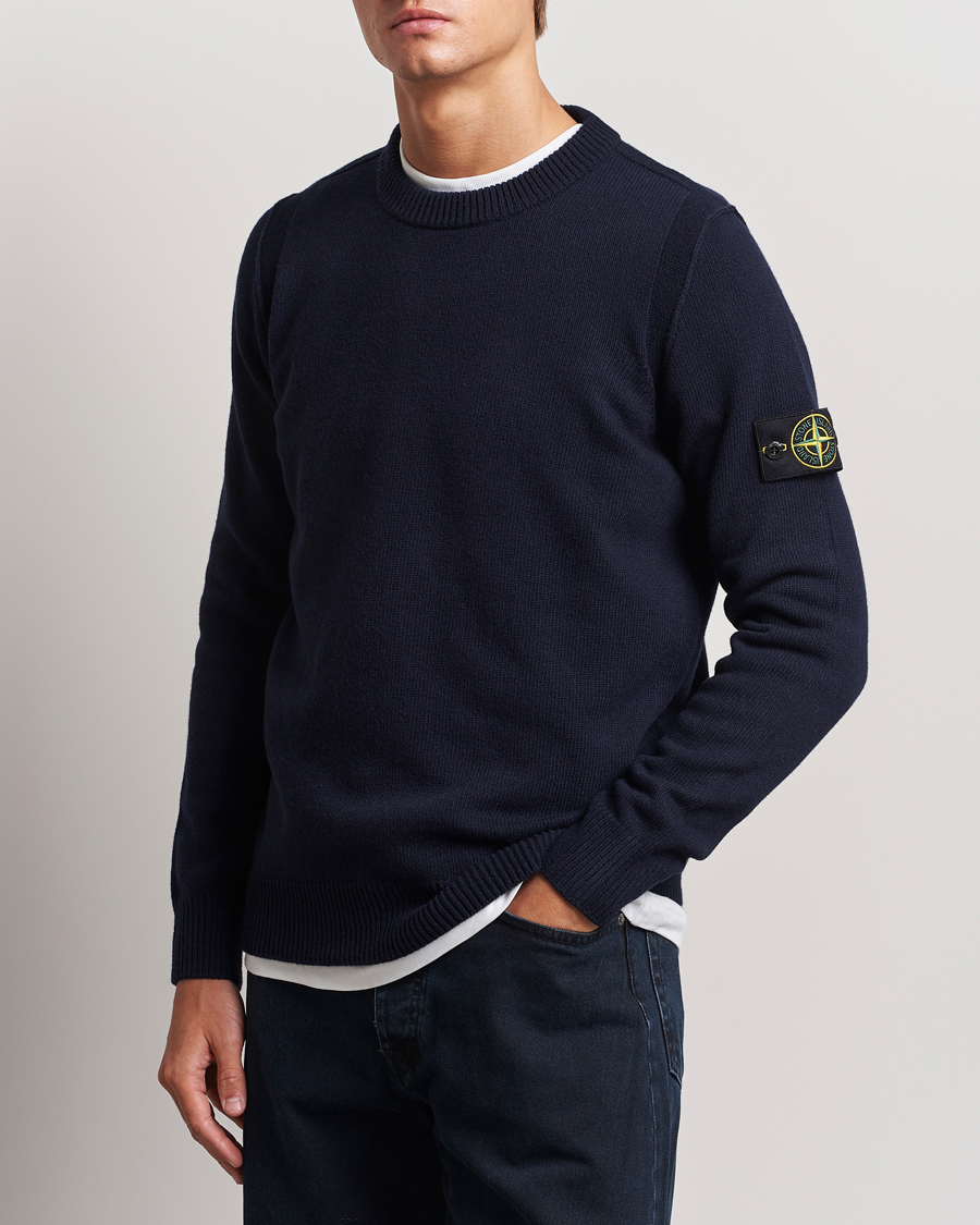 Homme |  | Stone Island | Knitted Lambwool Sweater Navy Blue