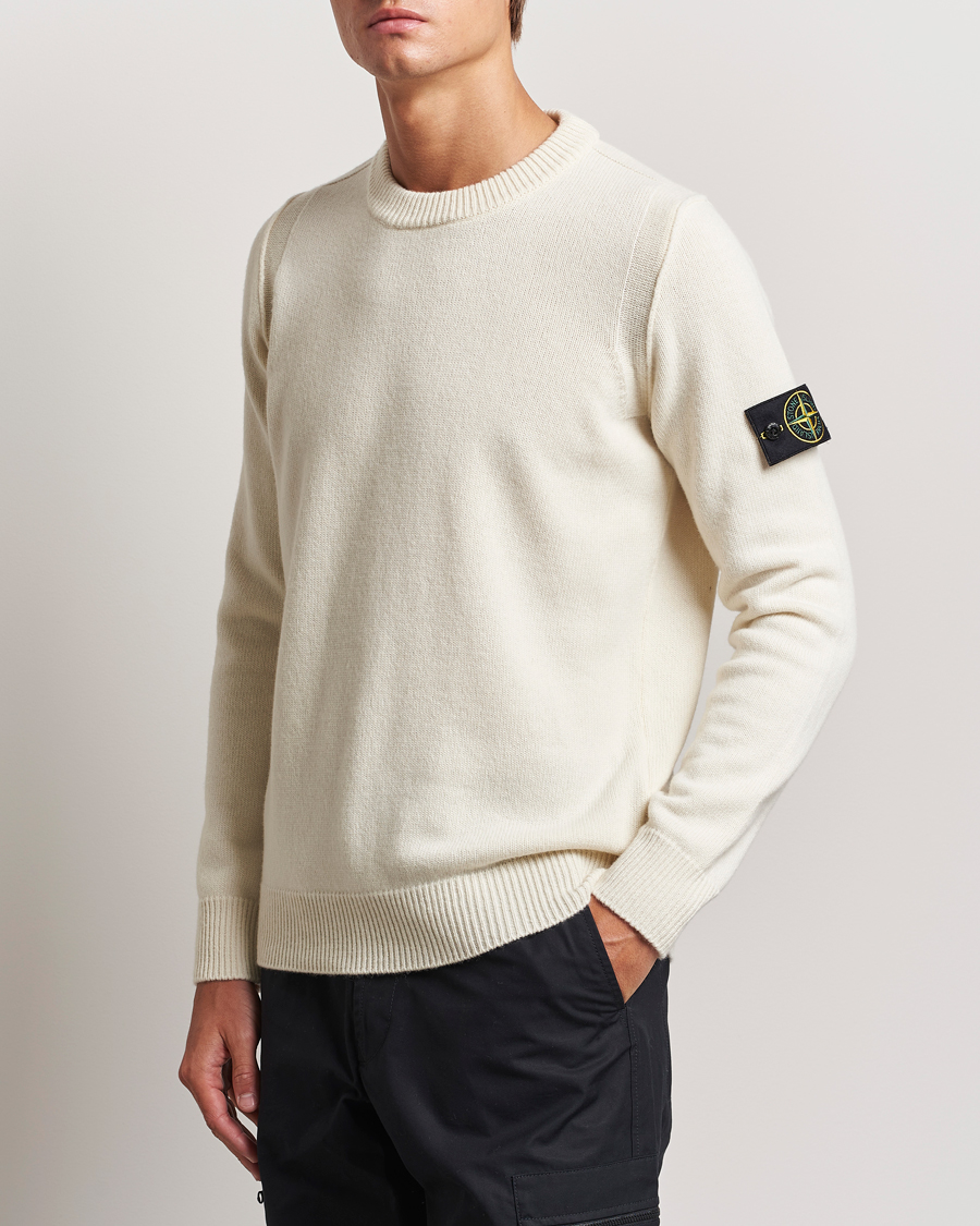 Homme |  | Stone Island | Knitted Lambwool Sweater Natural