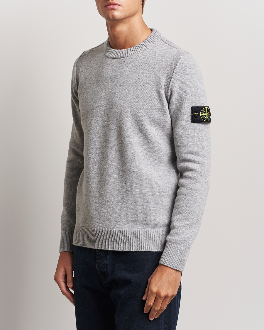 Homme |  | Stone Island | Knitted Lambwool Sweater Melange Grey