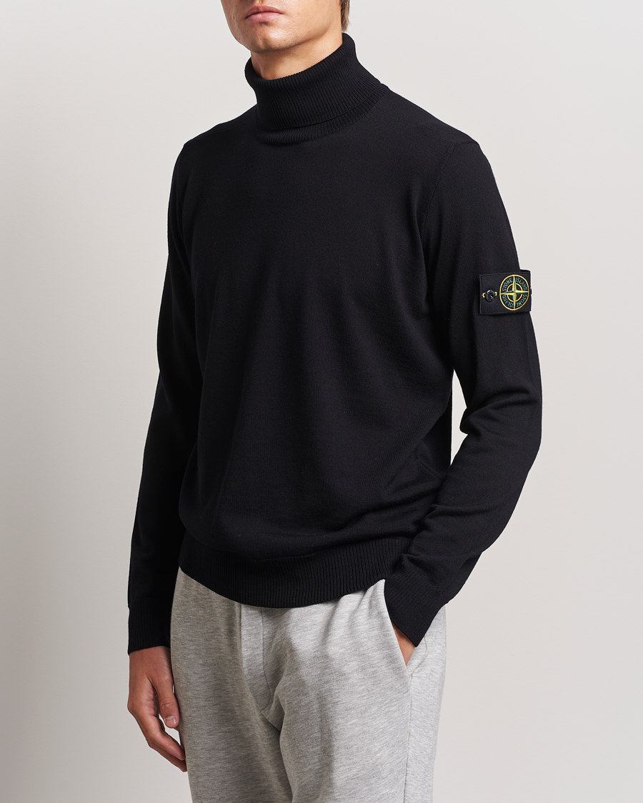 Homme |  | Stone Island | Knitted Wool Polo Black
