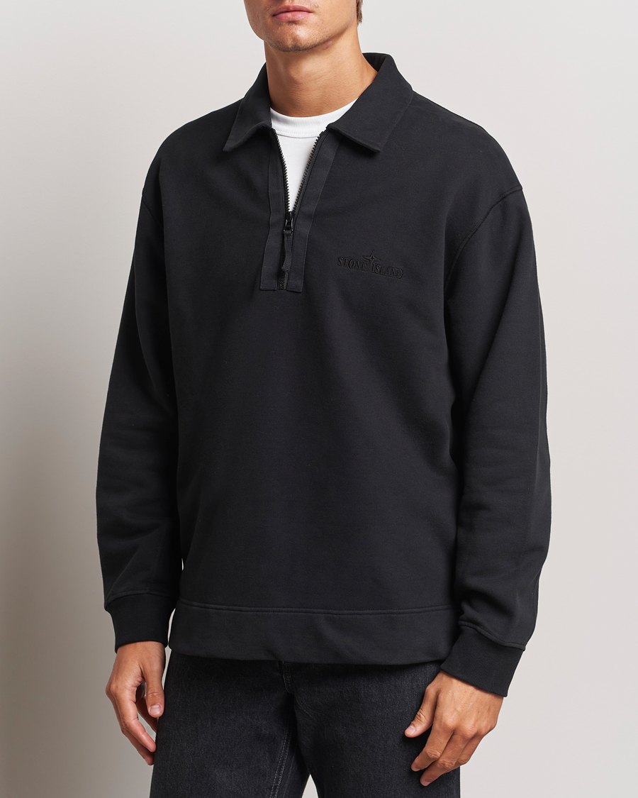 Homme | Sweat-Shirts | Stone Island | Garment Dyed Fleece Zip Polo Black