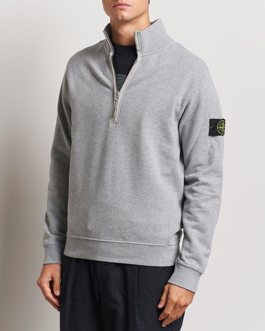 Homme |  | Stone Island | Garment Dyed Fleece Half Zip Melange Grey