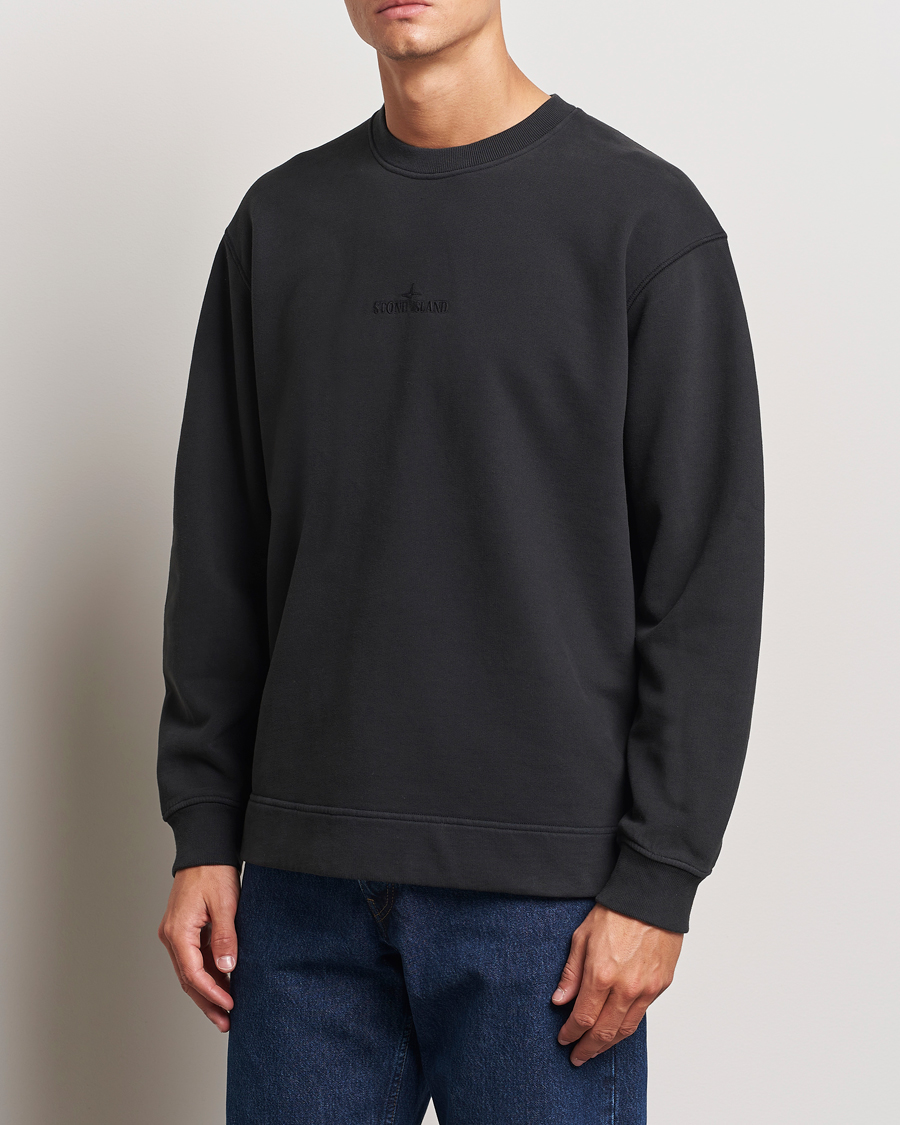 Homme | Sweat-Shirts | Stone Island | Garment Dyed Fleece Logo Sweatshirt Black