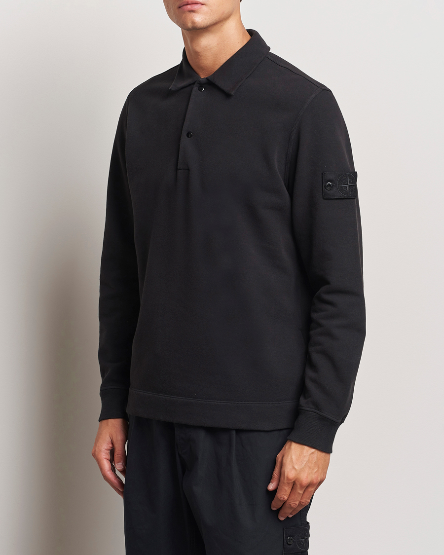 Homme |  | Stone Island | Ghost Organic Cotton Fleece Polo Sweatshirt Black