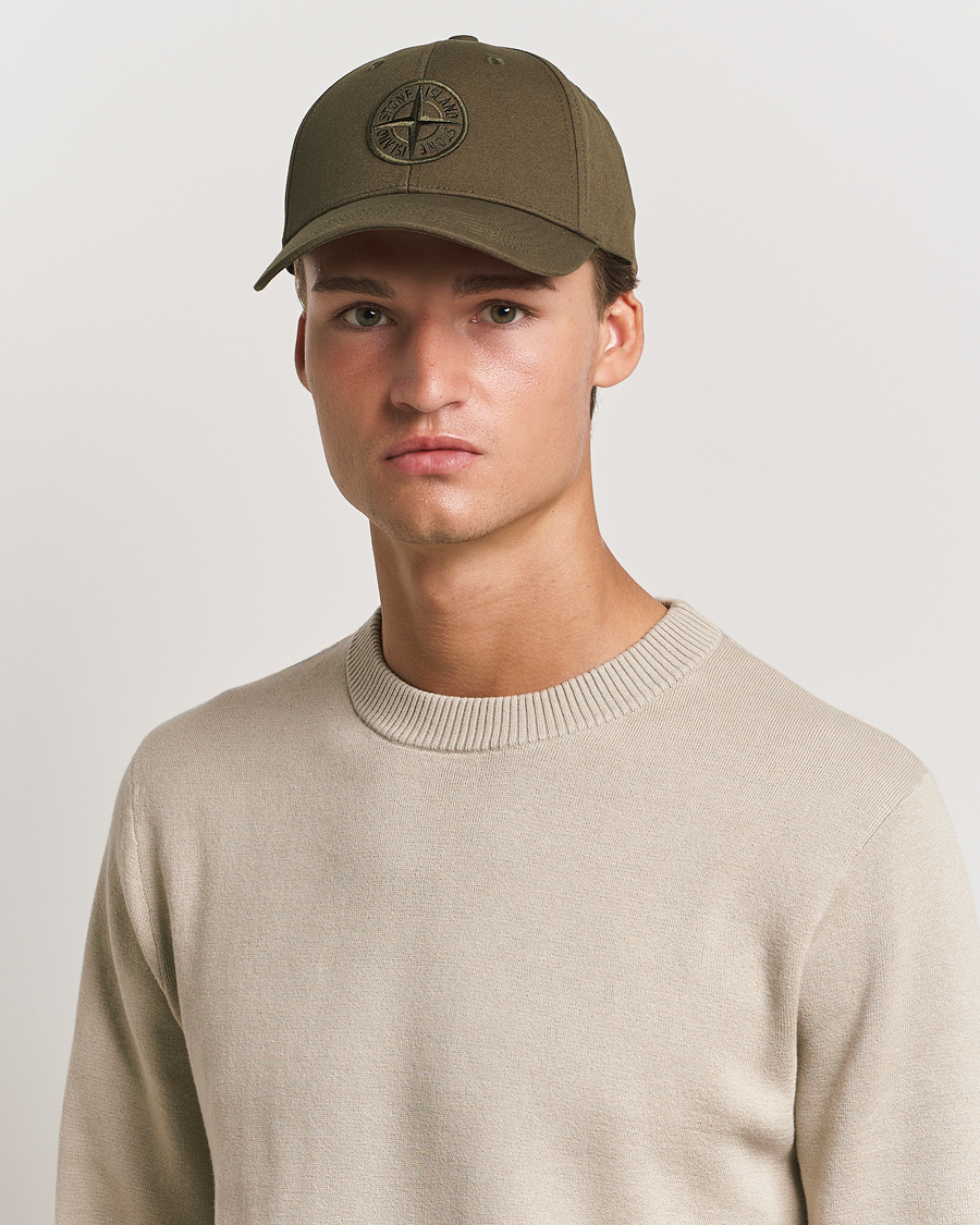 Homme |  | Stone Island | Cotton Rep Logo Cap Military Green