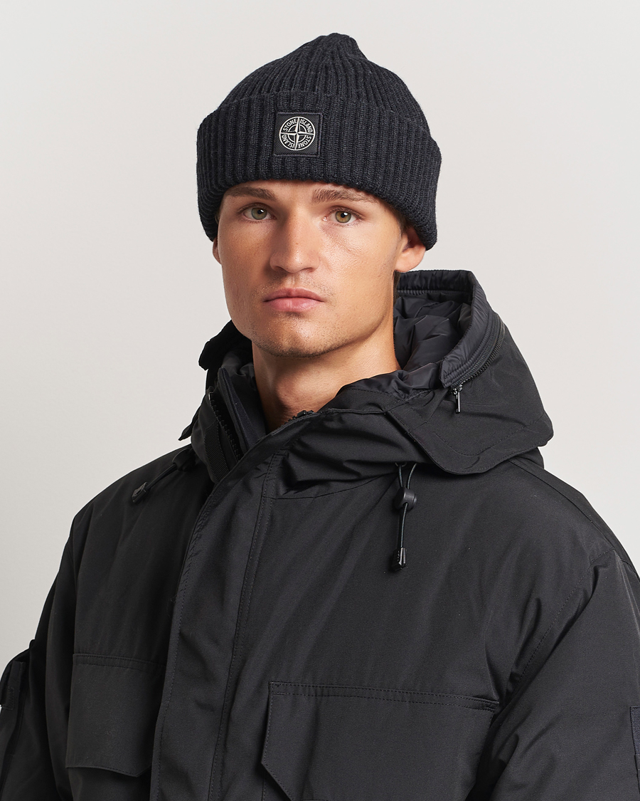 Homme |  | Stone Island | Full Rib Wool Beanie Melange Charcoal