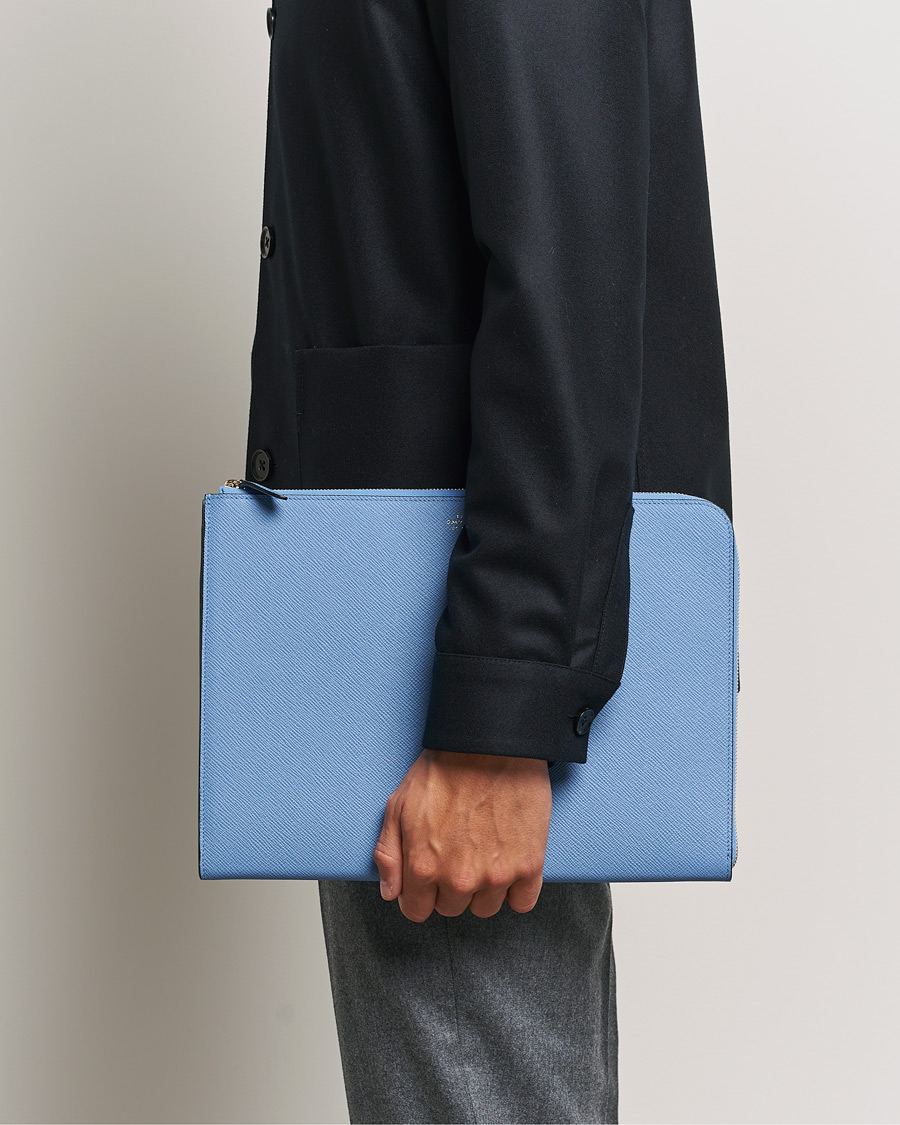 Homme |  | Smythson | Panama Small Laptop Case Nile Blue