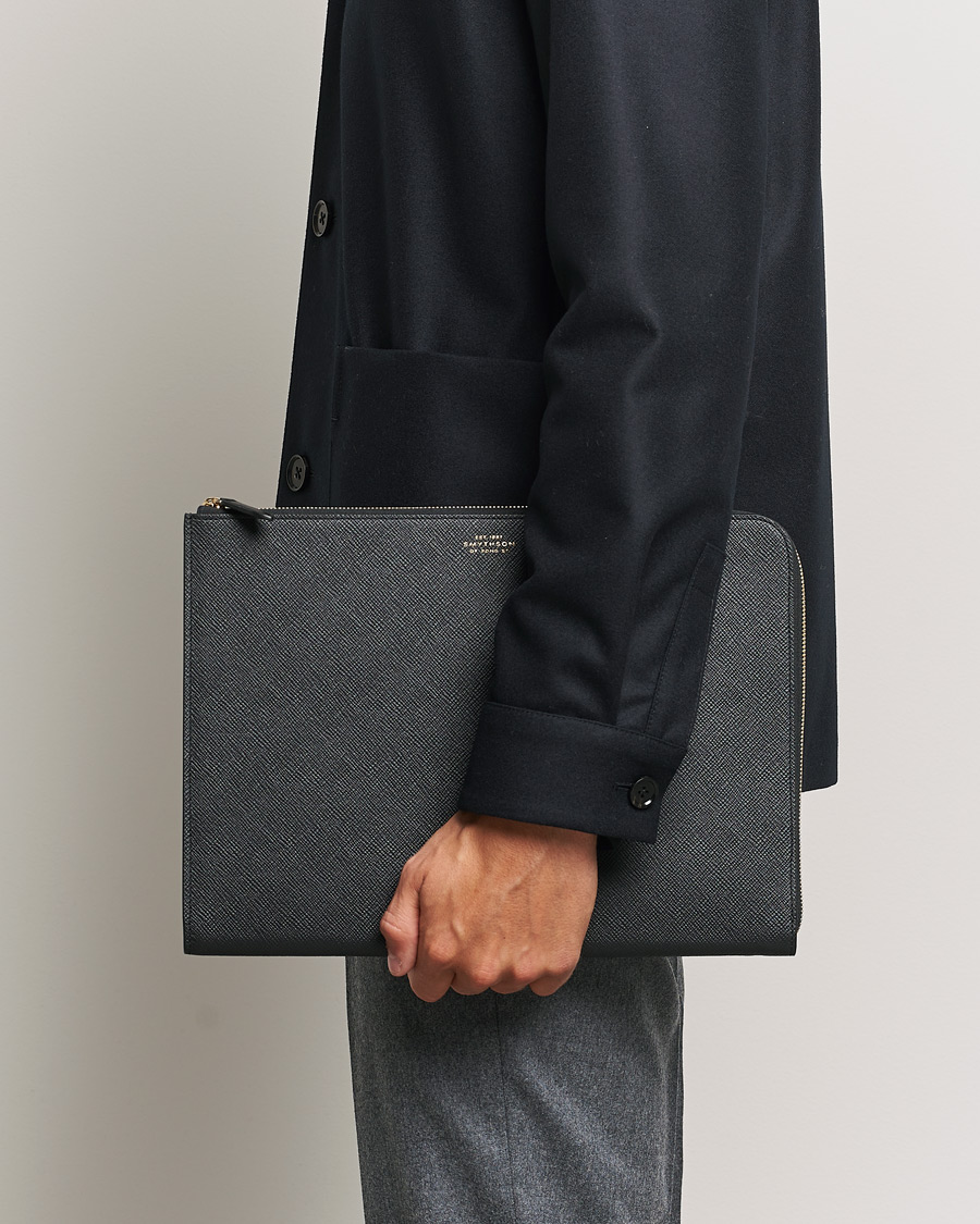 Homme |  | Smythson | Panama Small Laptop Case Black