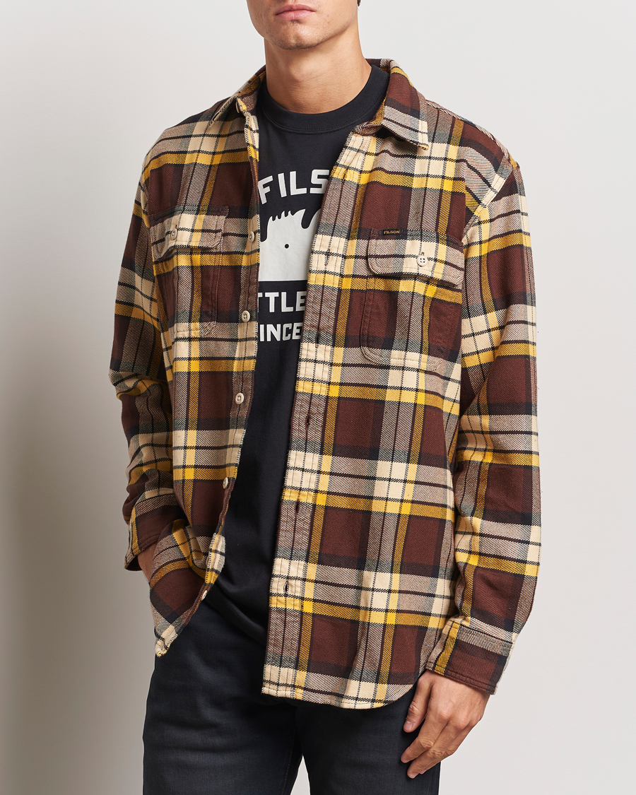 Homme |  | Filson | Vintage Flannel Work Shirt Brown/Yellow