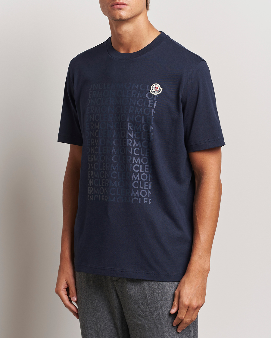 Homme |  | Moncler | All Over Lettering T-Shirt Navy