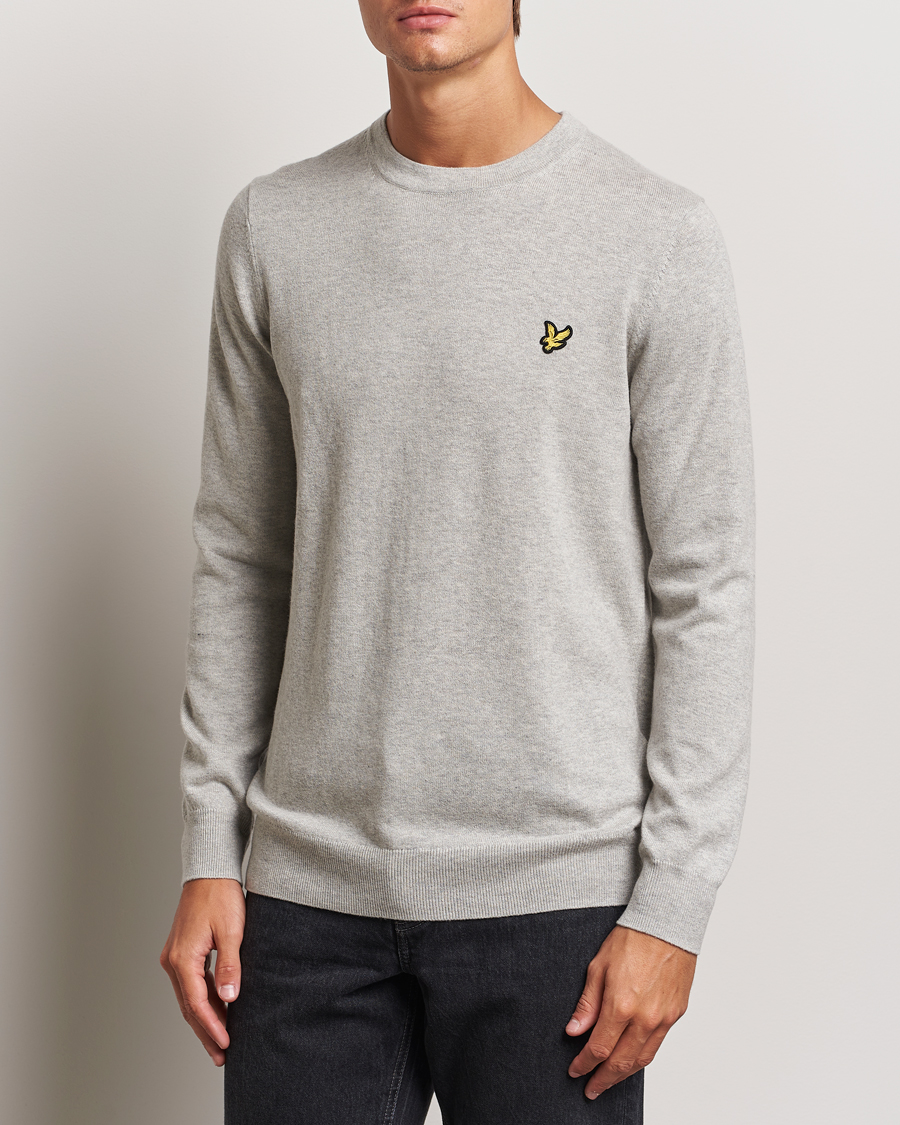 Homme |  | Lyle & Scott | Cotton/Merino Crew Neck Jumper Light Grey Marl