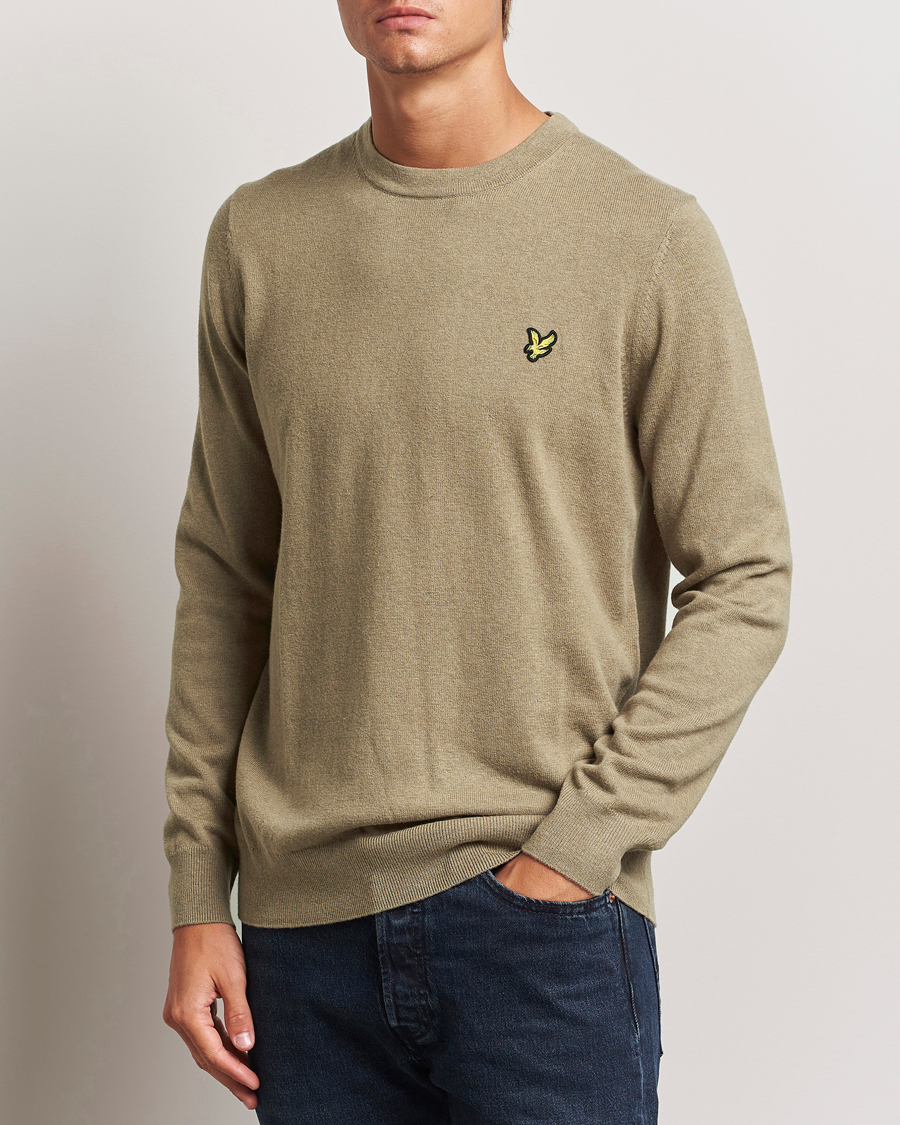 Homme |  | Lyle & Scott | Cotton/Merino Crew Neck Jumper Sage Uniform