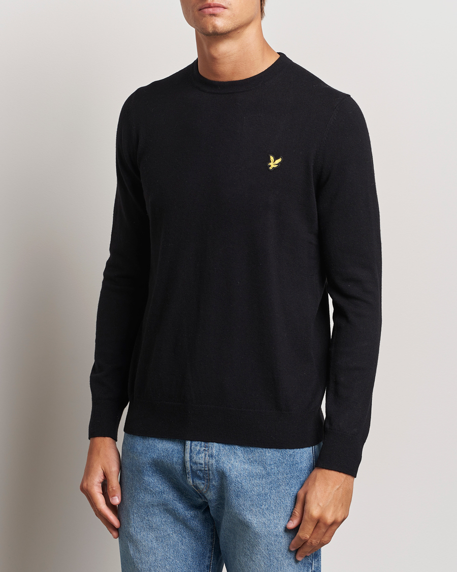 Homme |  | Lyle & Scott | Cotton/Merino Crew Neck Jumper Jet Black