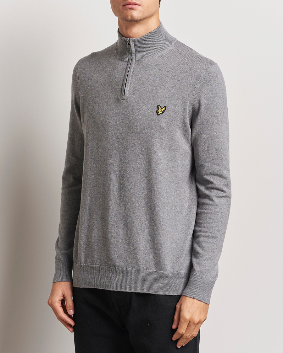 Homme |  | Lyle & Scott | Cotton/Merino Half Zip Mid Grey Marl