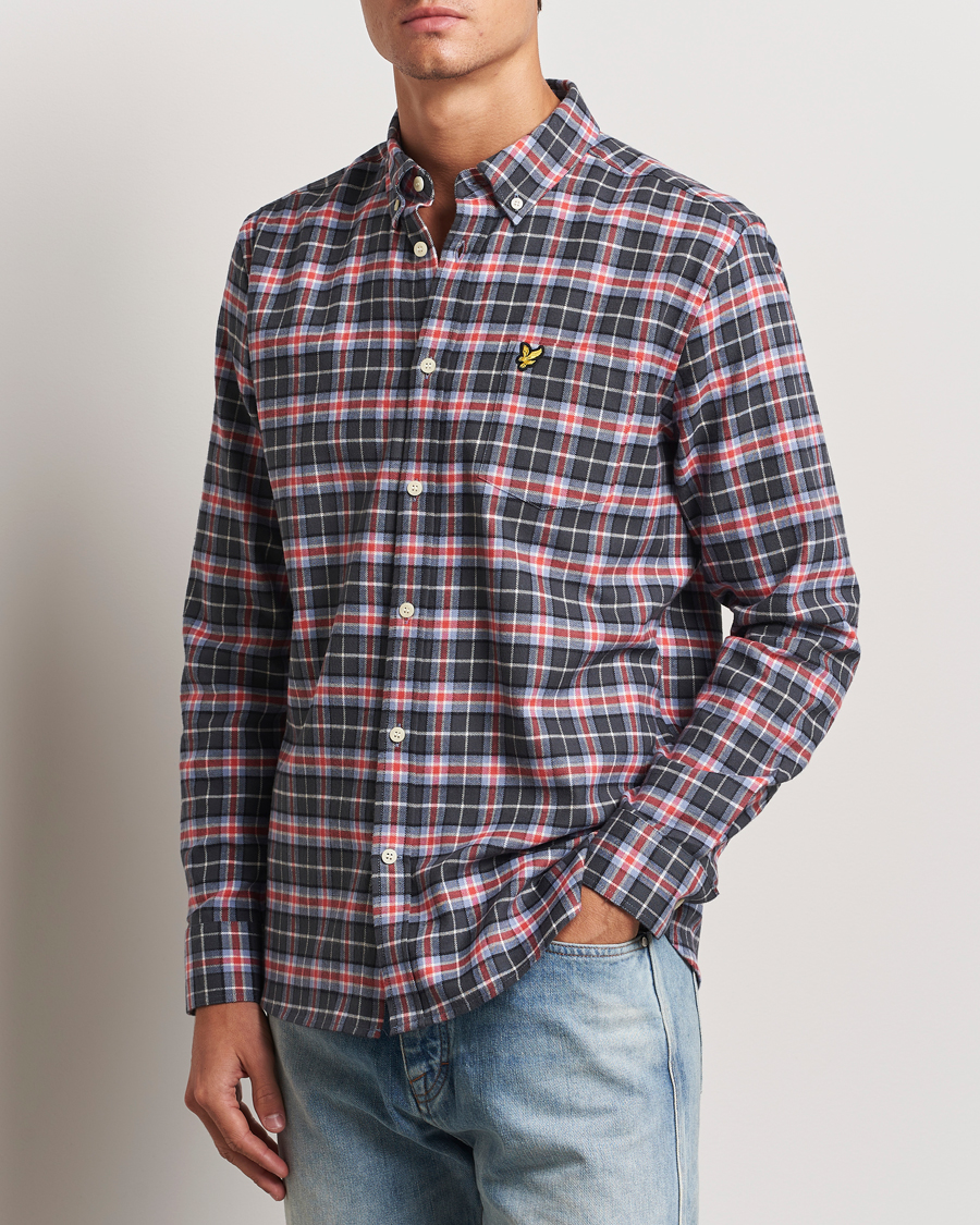 Homme |  | Lyle & Scott | Checked Flannel Shirt Blue Smoke