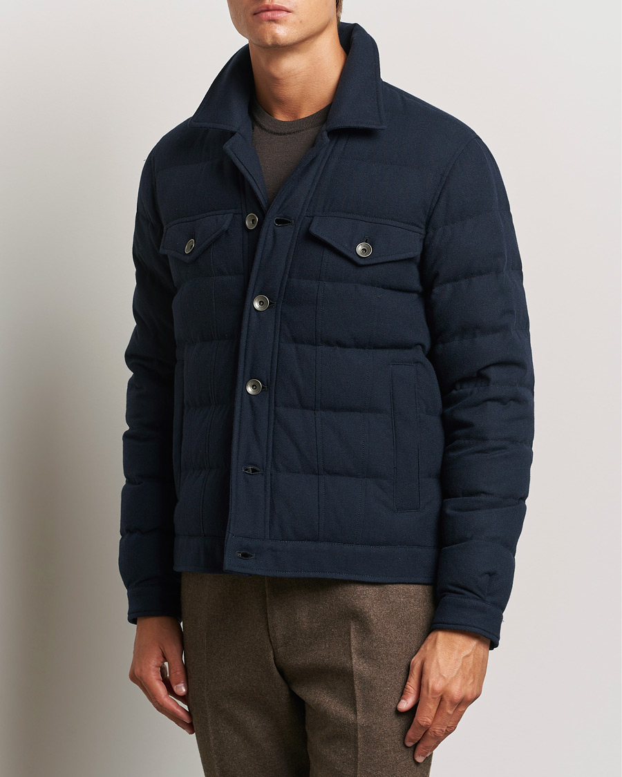 Homme |  | Herno | Cashmere Down Biker Jacket Navy