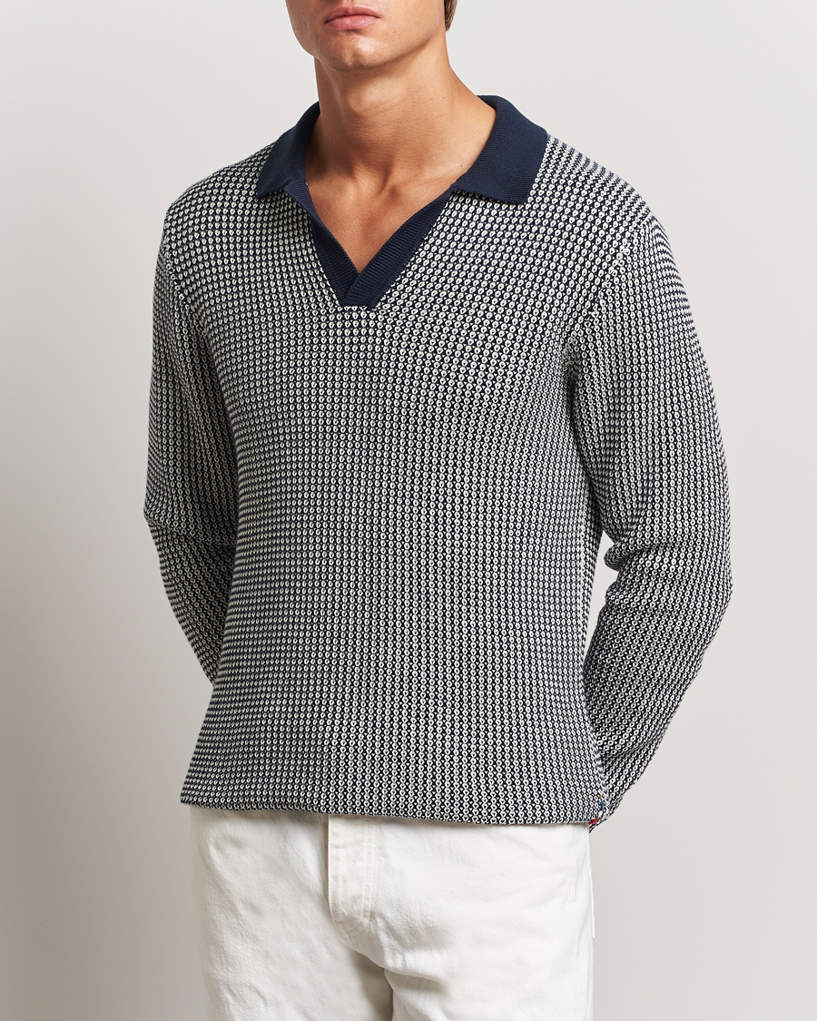 Homme |  | Orlebar Brown | Horton Long Sleeve Knited Poloshirt Night Iris/White