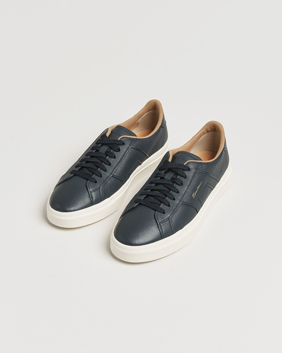 Homme | Sections | Santoni | Double Buckle Sneakers Navy Grain