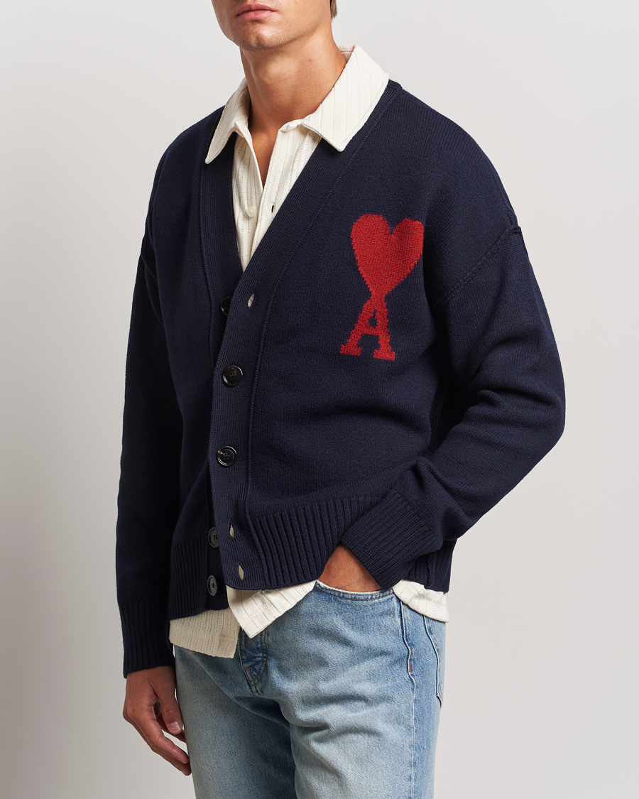 Homme |  | AMI | Big Heart Logo Cardigan Navy