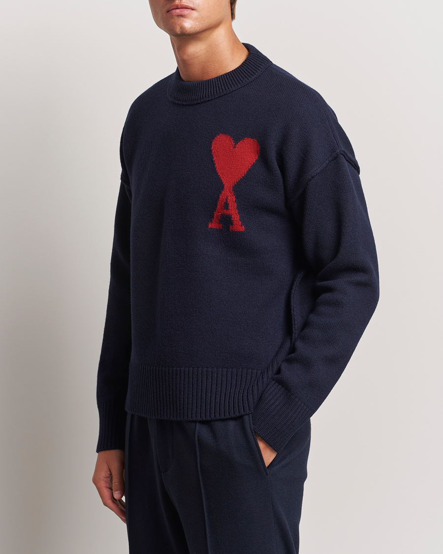 Homme |  | AMI | Big Heart Logo Crew Neck Navy