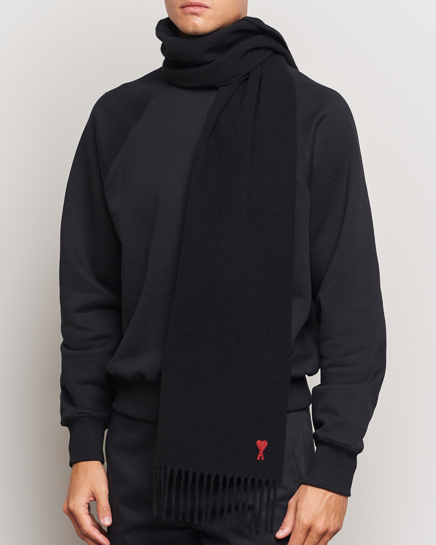 Homme |  | AMI | Heart Logo Scarf Black