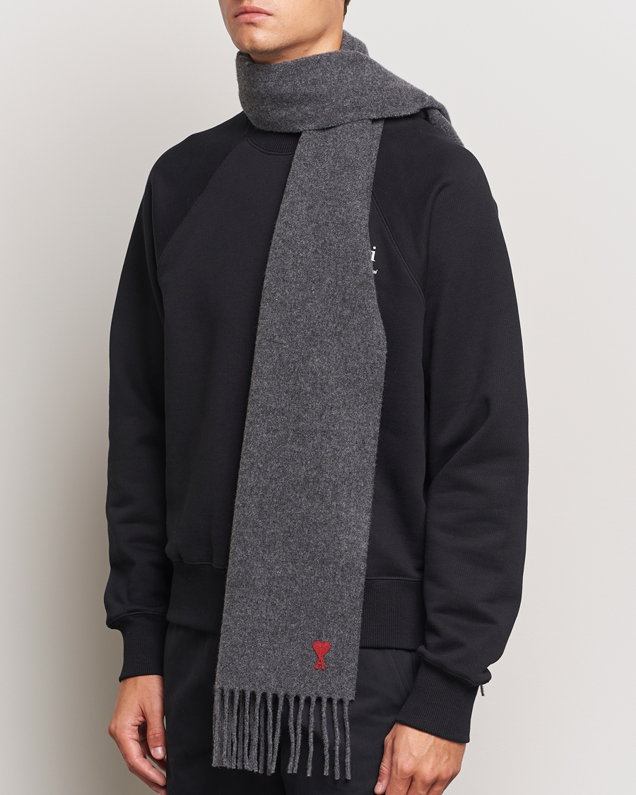 Homme |  | AMI | Heart Logo Scarf Dark Grey