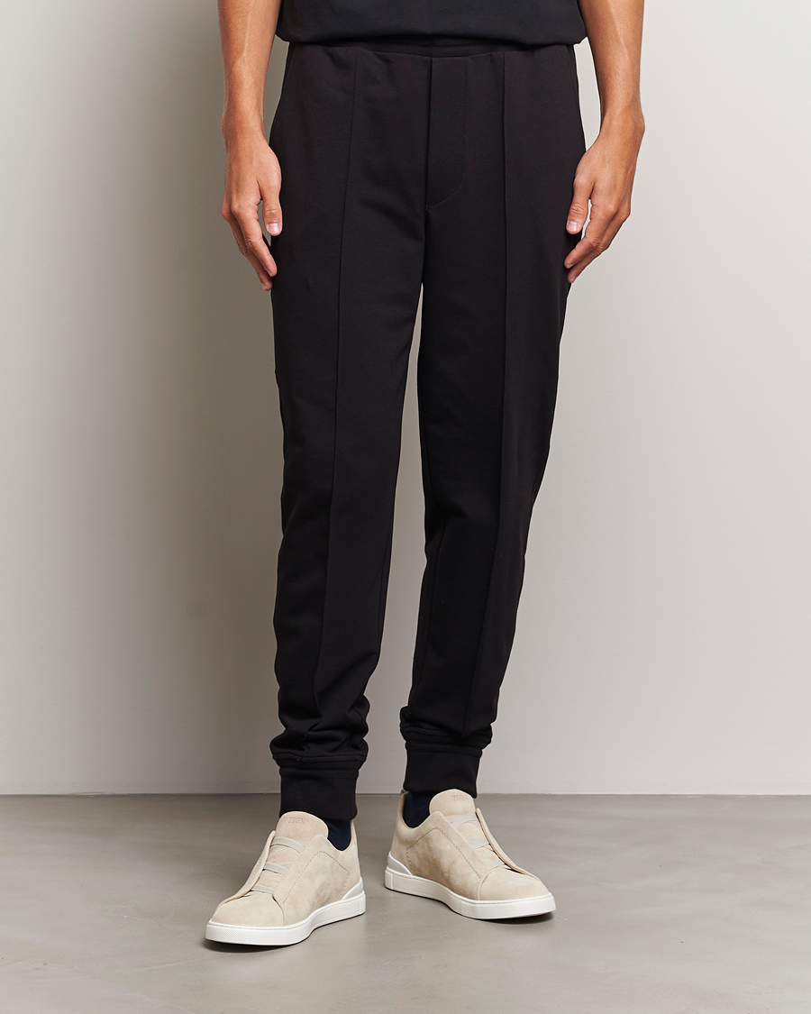 Homme |  | Zegna | Cotton Stretch Drawstring Pants Black