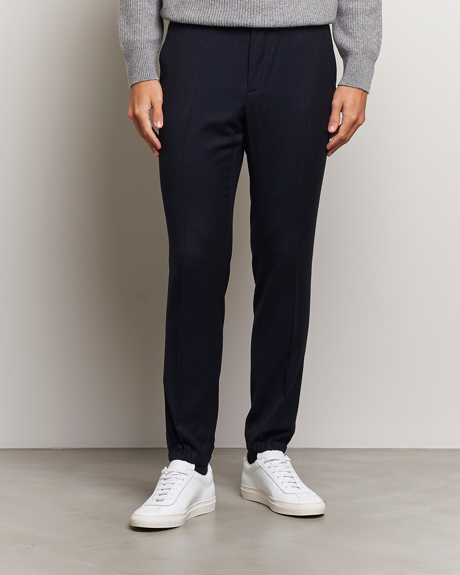 Homme |  | Zegna | Techmerino Flannel Drawstring Pants Navy